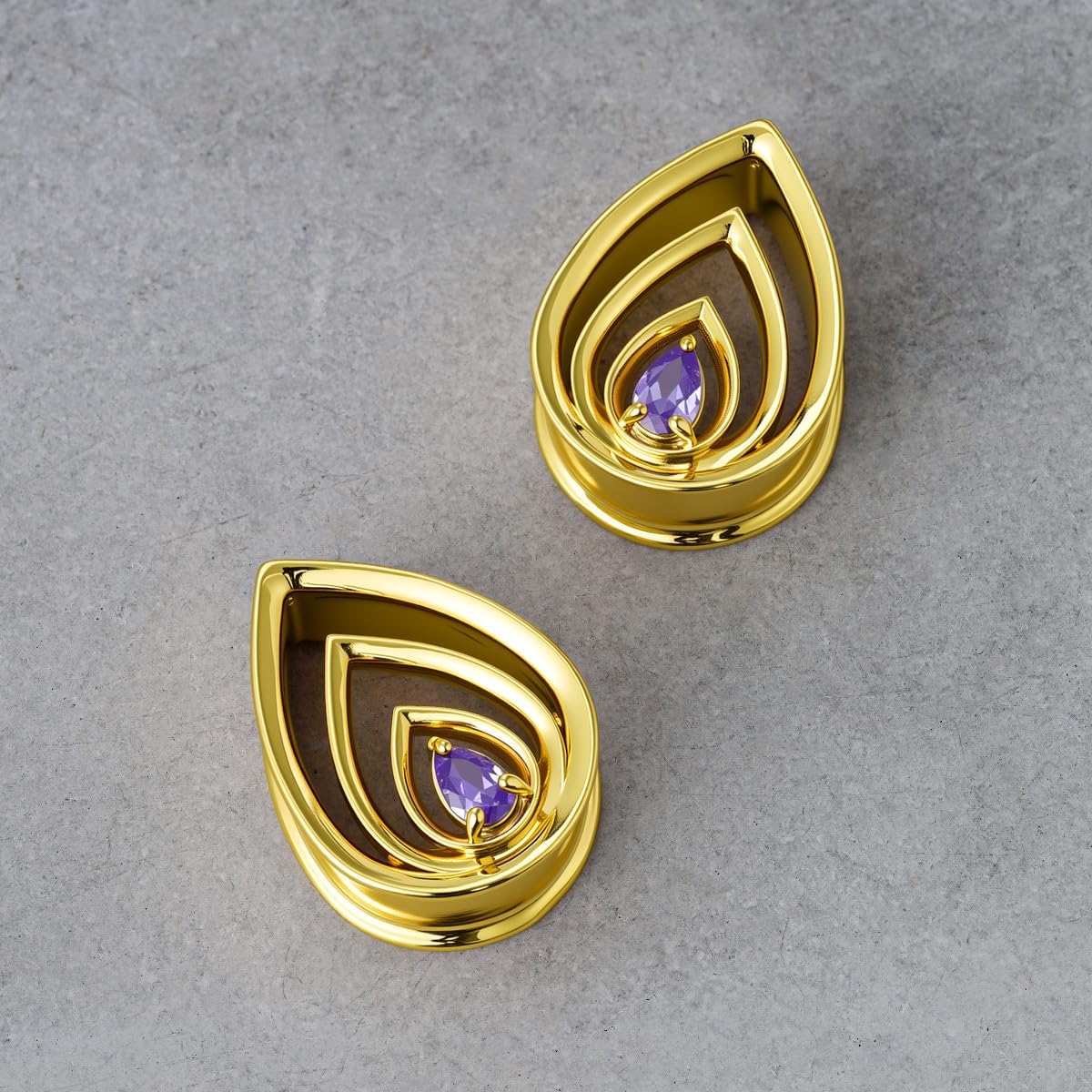 ERKUOO Crystal Gemstone Women Ear Tunnels Sparkly Round Teardrop Double Flare Gauges Rhinestone Nested Plugs Bling Gauge Stretchers Expander Stretching Jewelry Elegant Modern Dressy Style 0g To 1 Inch