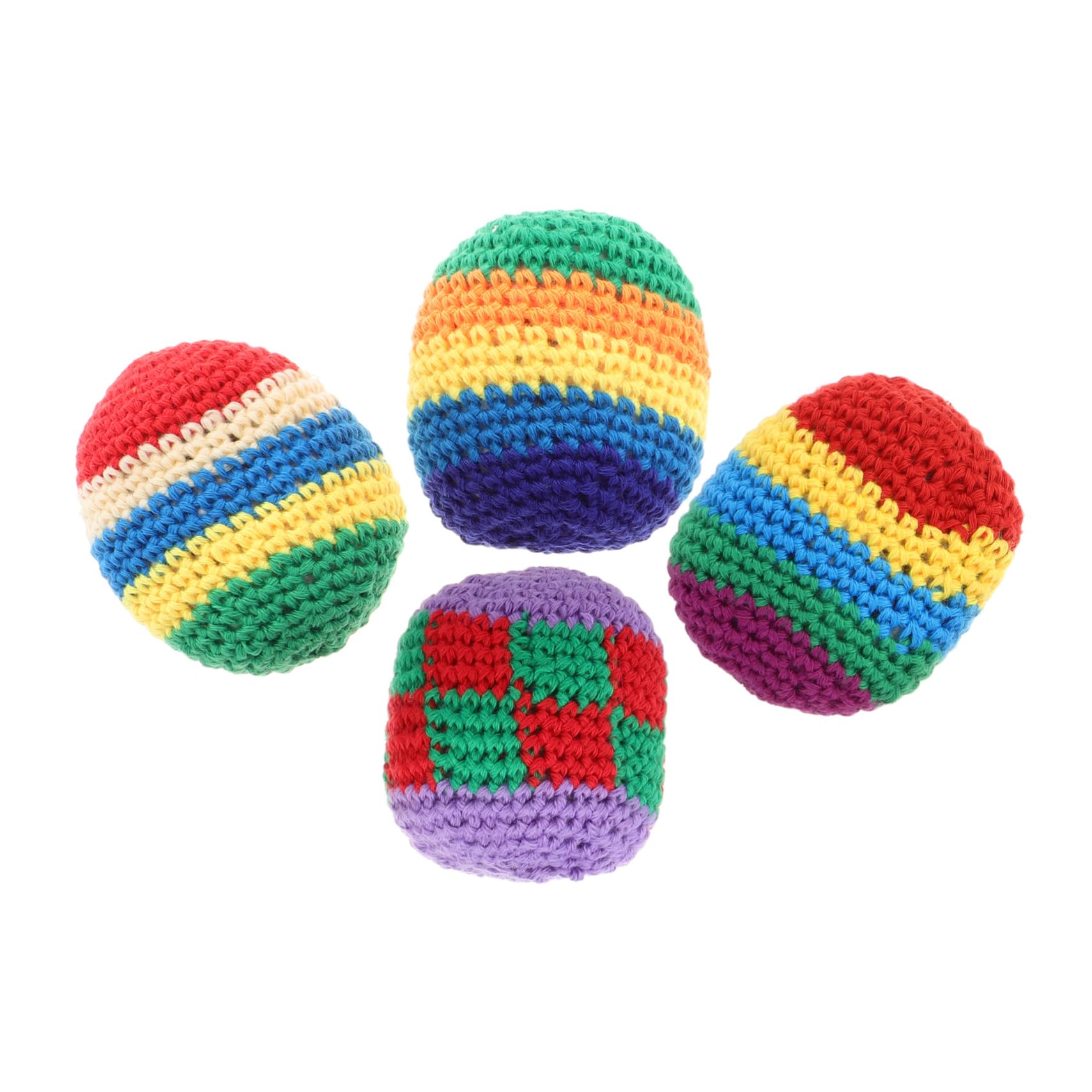 Abaodam 4 Stück Gestrickte Häkelbälle aus Wollgarn Weiche Jonglierbälle Leicht zu Greifen Bunte Kickbälle für Vorschulaktivitäten im Freien und Familienzeit Zufälliger Stil