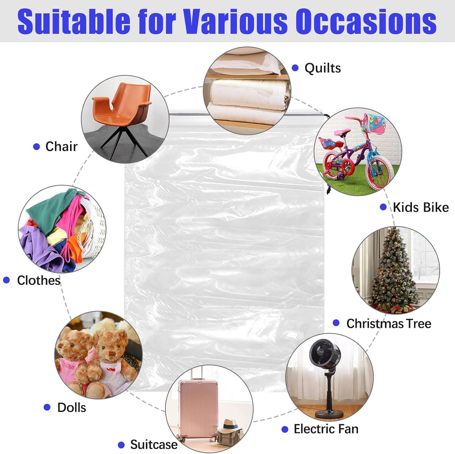 62x31 Inch Extra Large Clear Drawstring Plastic Bags 6 Pack(4 Mils), Dustproof Moistureproof Reusable Big Giant Luggage Storage Bag for Suitcase Garage Organizer, Blanket, Plush Toys
