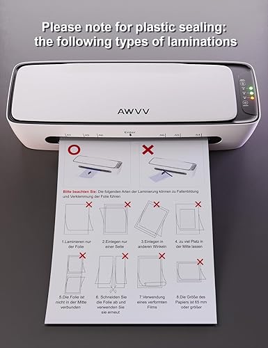 Miniatura 7 de Máquina laminadora, Máquina laminadora 6 en 1, Máquina laminadora A4 de 9 pulgadas, Máquina laminadora térmica de escritorio nunca atasca 15 bolsas