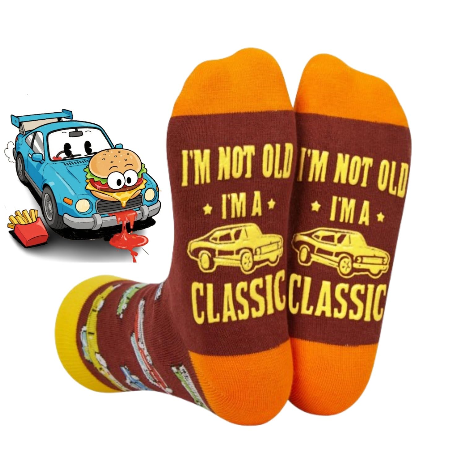 HAPPYPOP Retro Classic Car Socks - Fun Birthday Gift for Dad & Grandpa