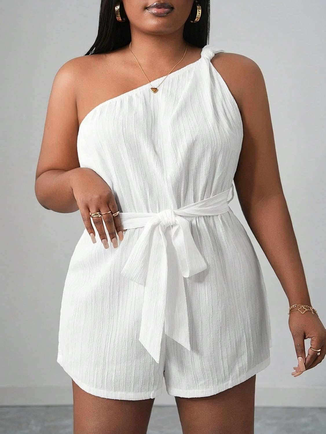 Rompers for Women Summer 2026 Summer Casual Jumpsuit, Sunbathing, One Shoulder