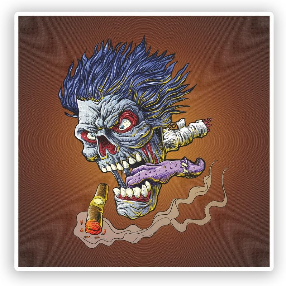 2 x 30cm/300mm Zombie Head Vinyl Stickers Horror Scary #7497