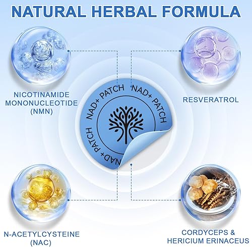 Miniatura 7 de Parches NAD para mujeres, parches NAD+ con NMN y resveratrol para apoyo antienvejecimiento y bienestar, 30 unidades