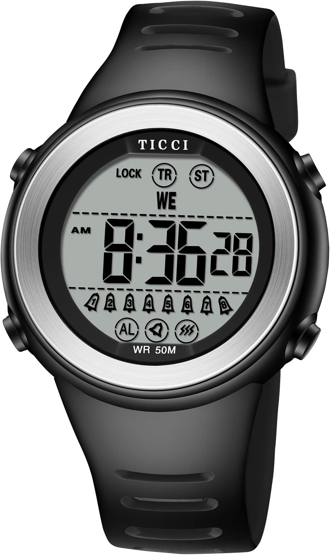 TICCI Men Women Unisex 8 Vibrating Alarms Watch Medication Aids Vibra Pill Alert Reminder Big Digits Waterproof