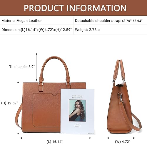 Miniatura 9 de Telena Laptop Tote Bag for Women, 15.6 Inch Shoulder Tote Bag Leather Briefcase for Women, Large Capacity Handbag Bags