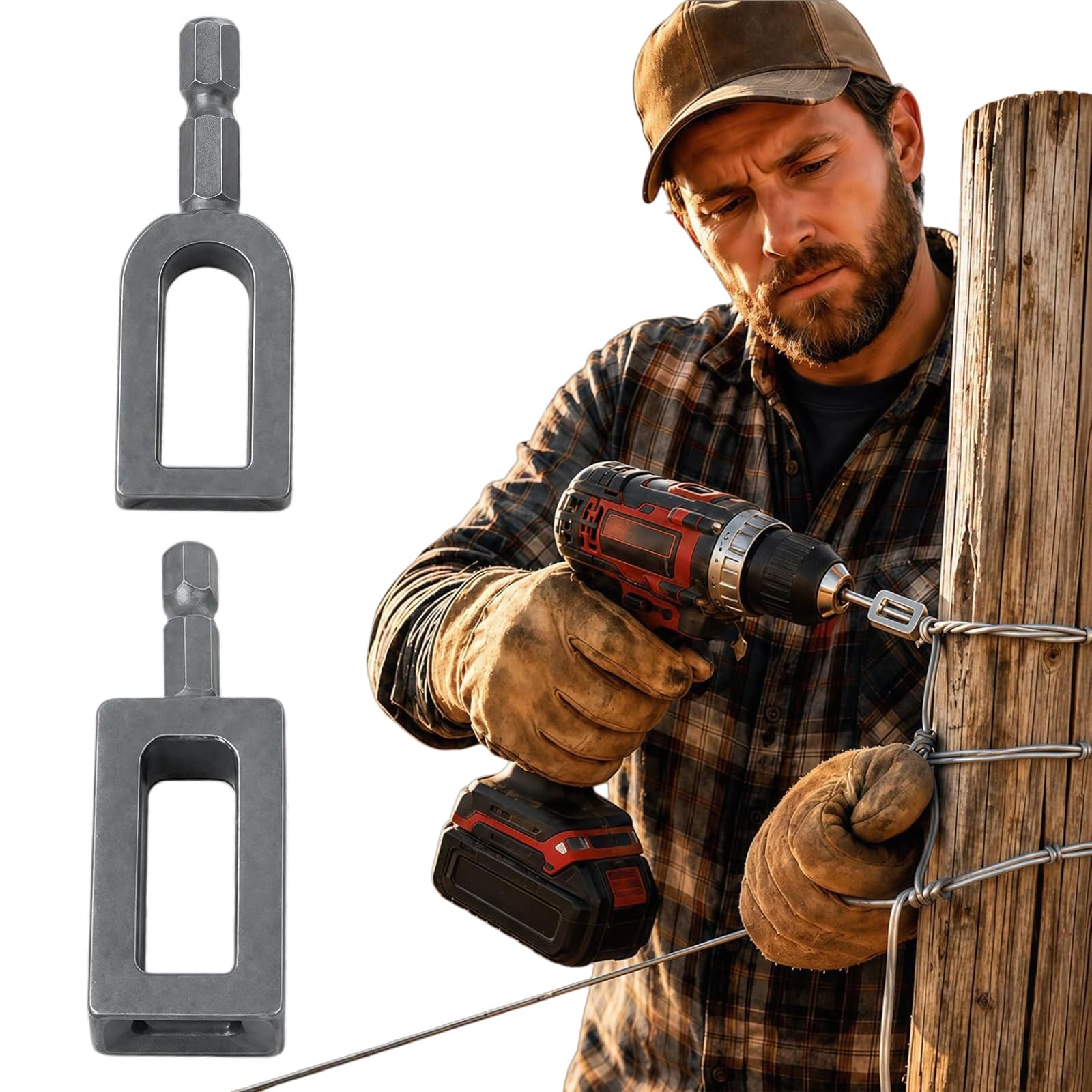 2Pcs A+B Electric Wire Twister Tool For Drill, Wire Nut Twister, Multifunctional Wire Twisting Tool With 1/4" Hex Shank, Rebar Tie Wire Winder Carbon Steel, Universal For Construction And Fen