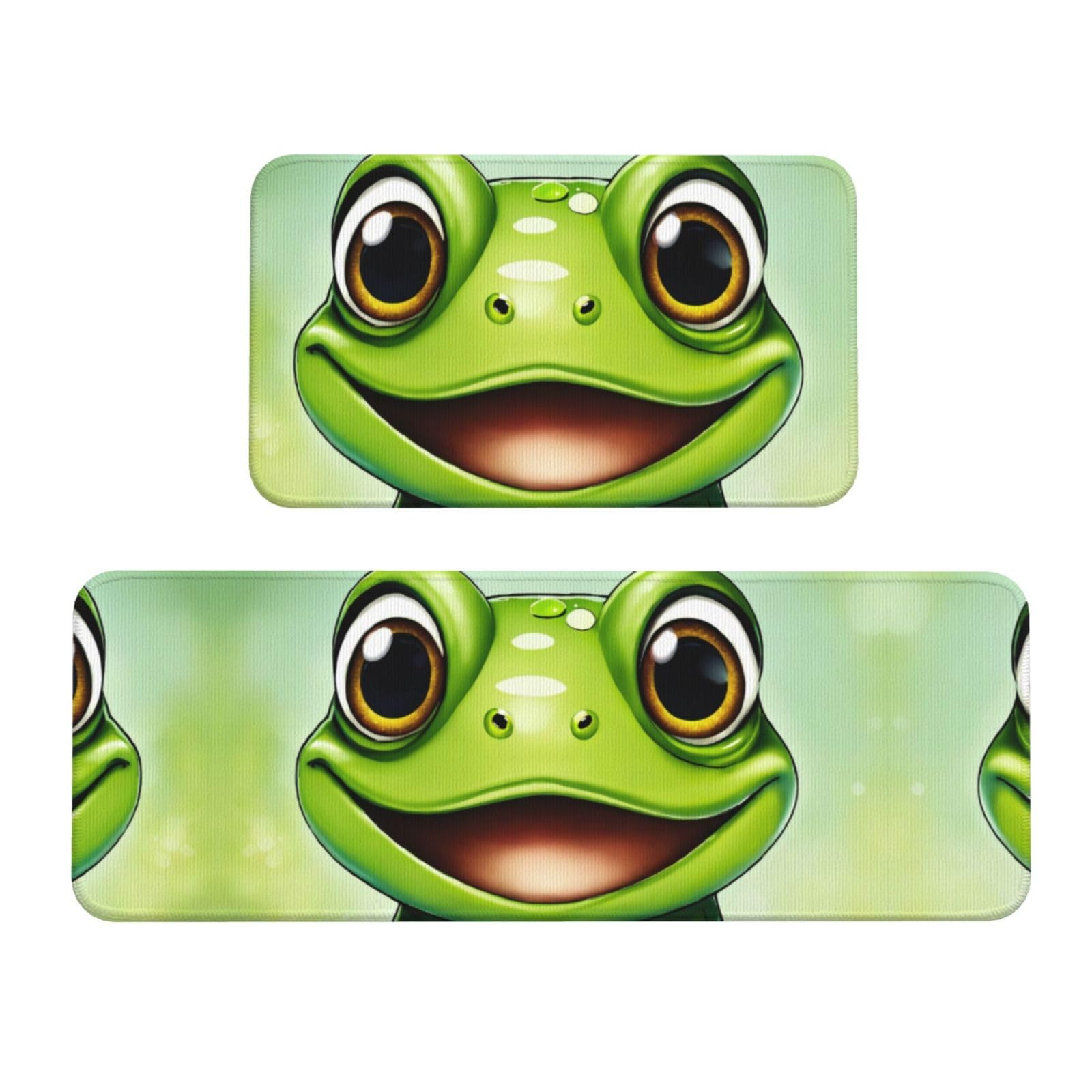 Tapetes de cocina antideslizantes EdWal estilo granja con ranas verdes