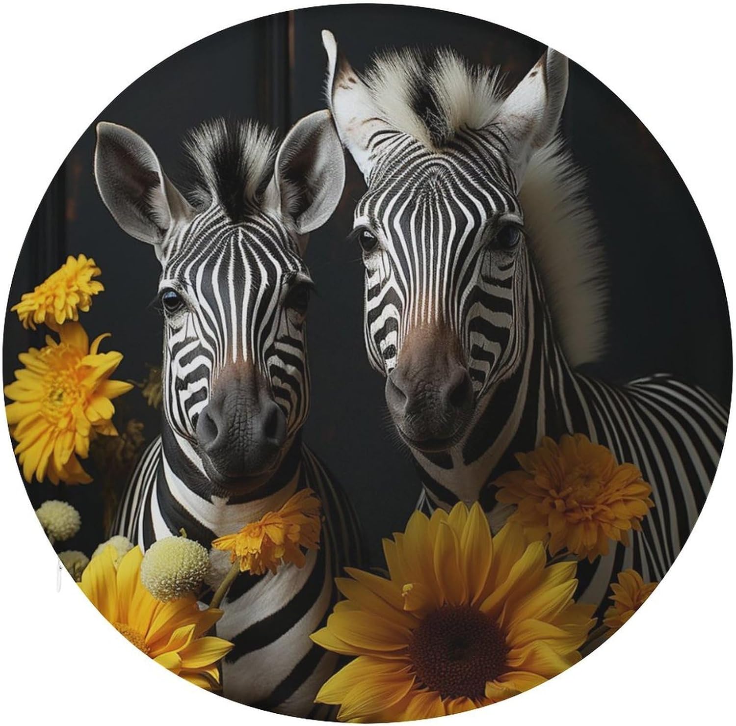 Pair of Sunflowers and Zebra Chair Cushions Floor Pillow Chair Pad