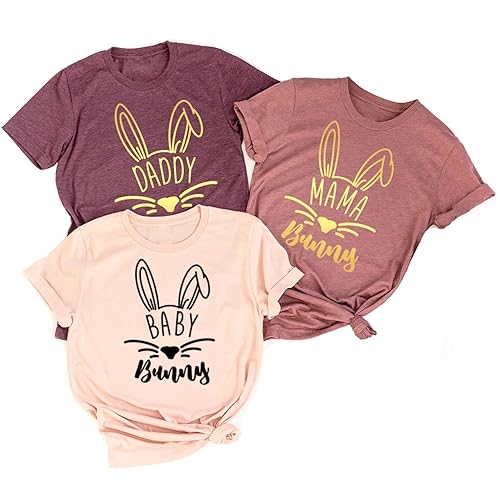 Family Matching Bunny Rabbit Shirts Customized Easter T-Shirts For Mama Dada Kids Baby Pastel Easter Eggs Print Graphic Tee Children Casual Short