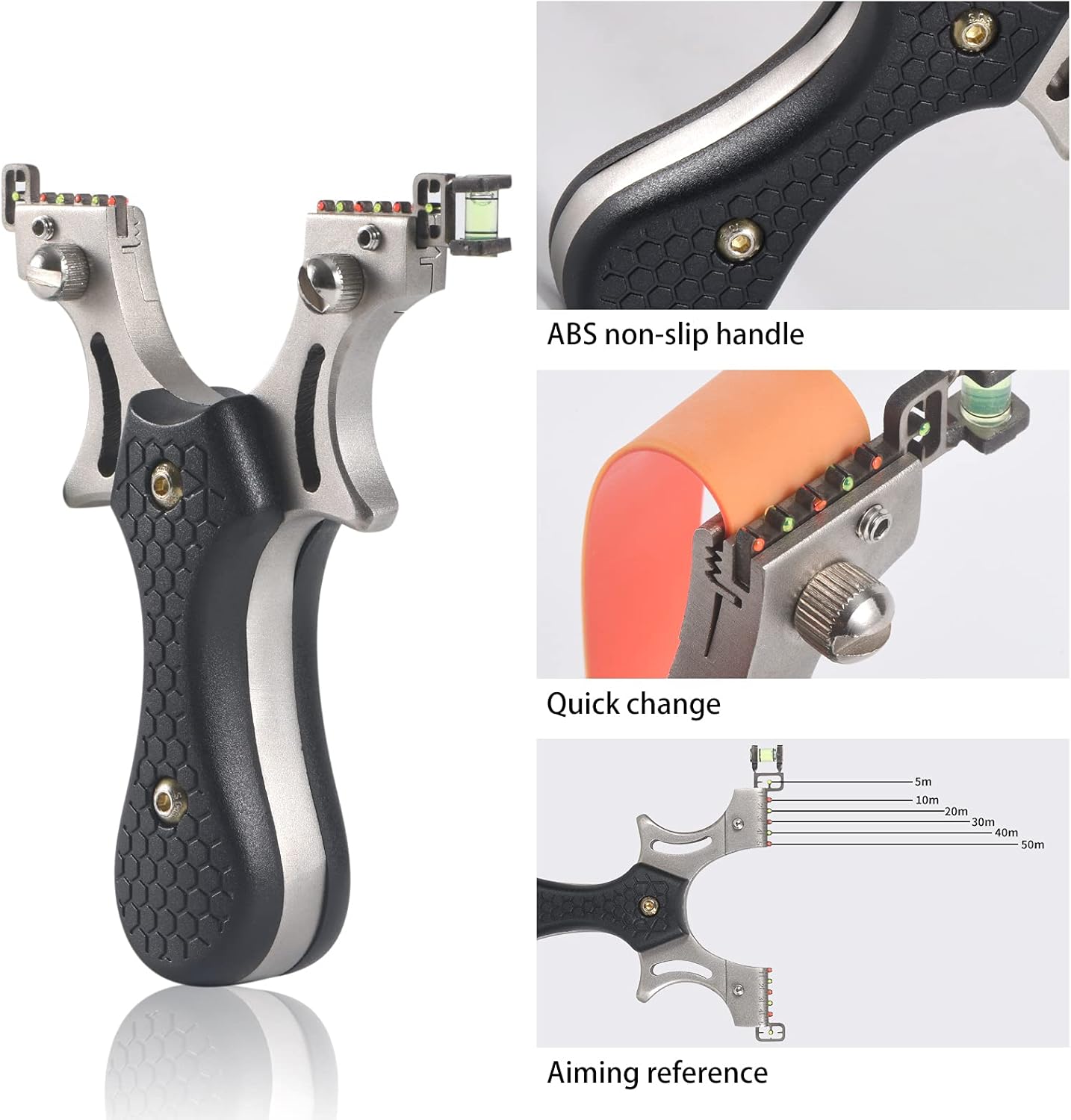 AMPPBI Slingshot for Hunting, Stainless Steel Outdoor Sling Shot for Adults, Professional High Velocity Catapult Set with 1 Target & 1 Bag Slingshots Ammo Balls & 3 Replacement Rubber Bands : Sports & Outdoors