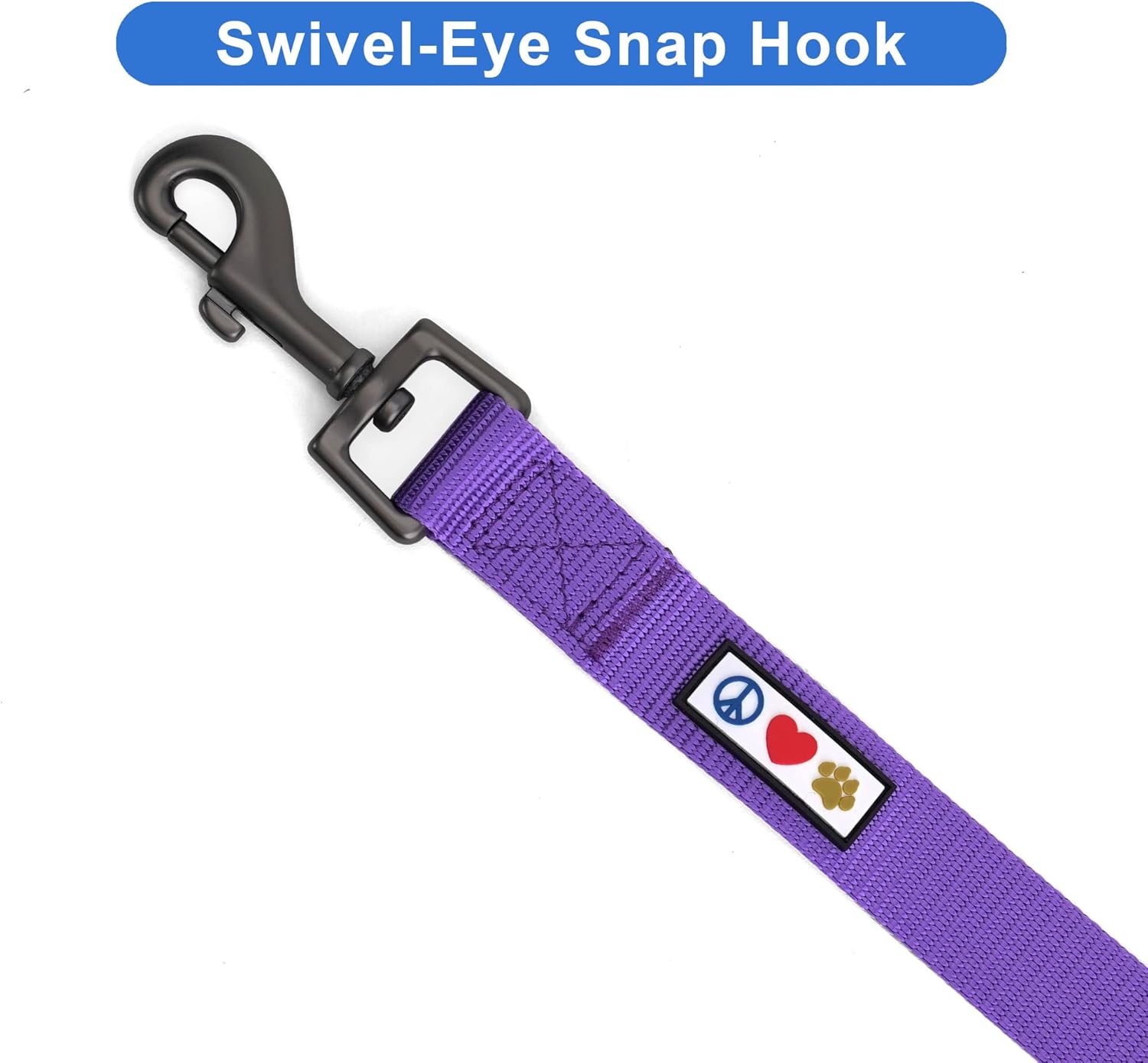 Pawtitas Personalized 6 ft Purple Dog Leash M/L Custom Name and Phone Embroidery Strong Nylon Leash for Medium and Large Breeds