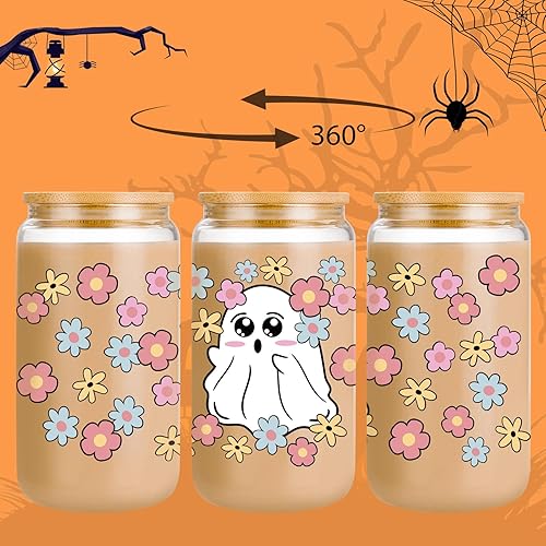 Miniatura 2 de GSPY Tazas de café helado de fantasma de Halloween, vaso de 16 onzas con tapa y pajita, regalos de Halloween para mujeres, rellenos divertidos de