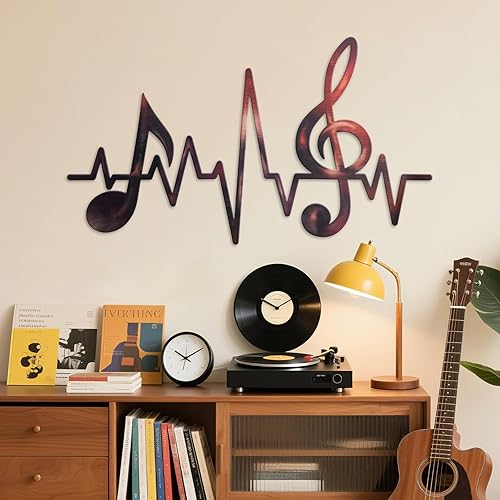 Miniatura 2 de KOYILTD Letrero musical de metal para decoración de pared, decoración de habitación de metal, latido musical, letrero musical para colgar,