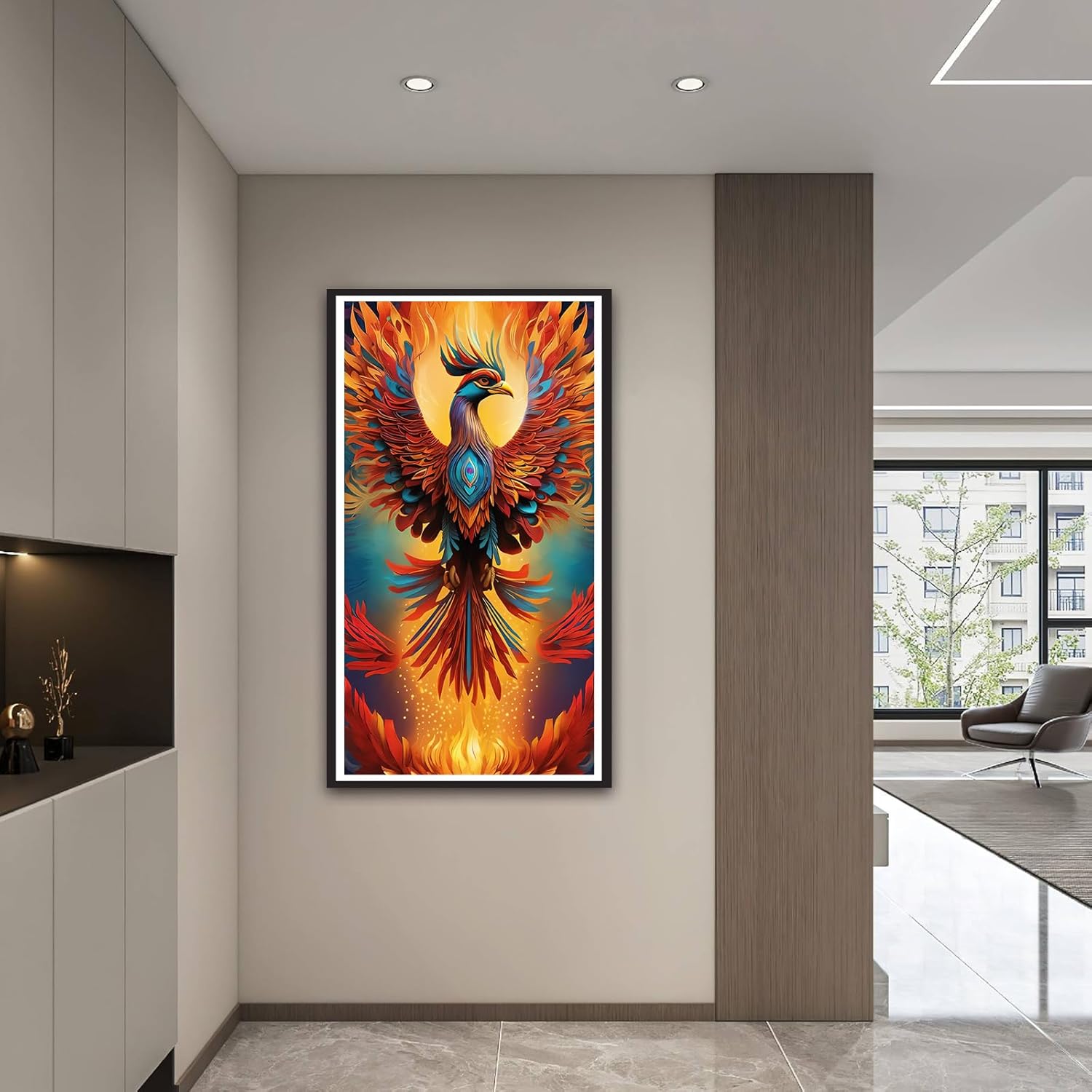 ARTGOTO Extra Large Diamond Art Painting Kits for Adults,23.6x41.3 inches/60x105 cm Phoenix B DIY Full Round Drill Diamond Dots,Extra Large Size for Home Wall Decor Gifts
