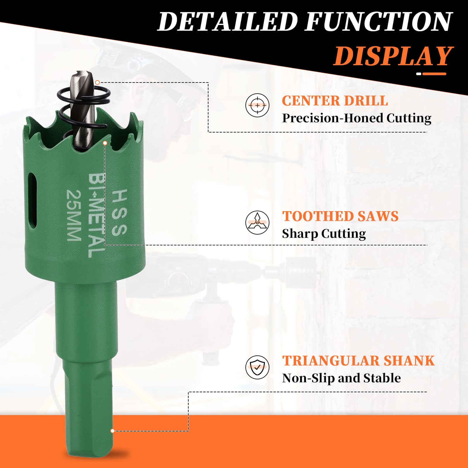 METALLIXITY Bi-Metal Hole Saw 31/32", M42 HSS Circular Head 25mm Hole Cutter with Center Drill Bit - Image 3