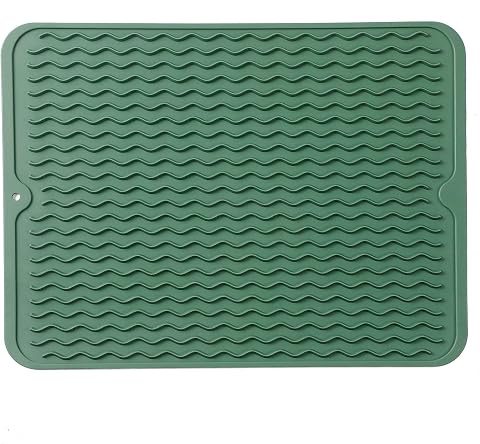 MicoYang Silicone Dish Drying Mat — Quick-Dry Ridges Coun...