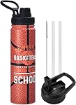 mininoo Insulated Stainless Steel Water Bottle with Straw and Lid for Sports, 24 oz, Black