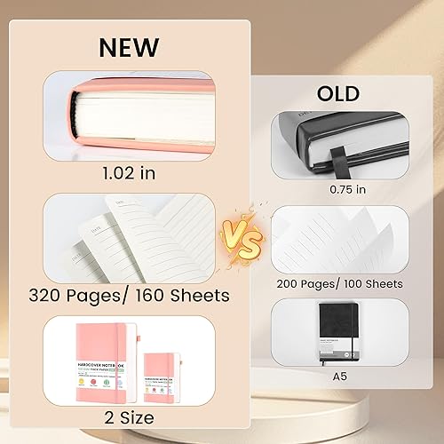 Miniatura 2 de CAGIE Cuaderno rayado, 320 páginas, cuaderno de rayas universitarias, diario grueso de papel de 3.53 ozyd, diario B5 de tapa dura de cuero para