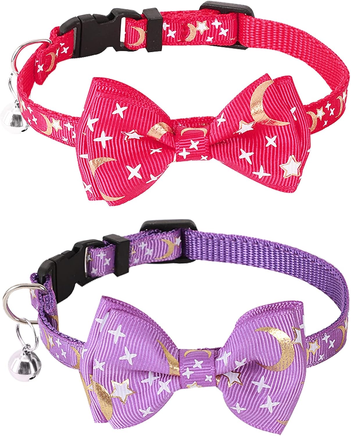2PCS Cat Collars Quick Release Buckle Adjustable Cat Collar Breakaway