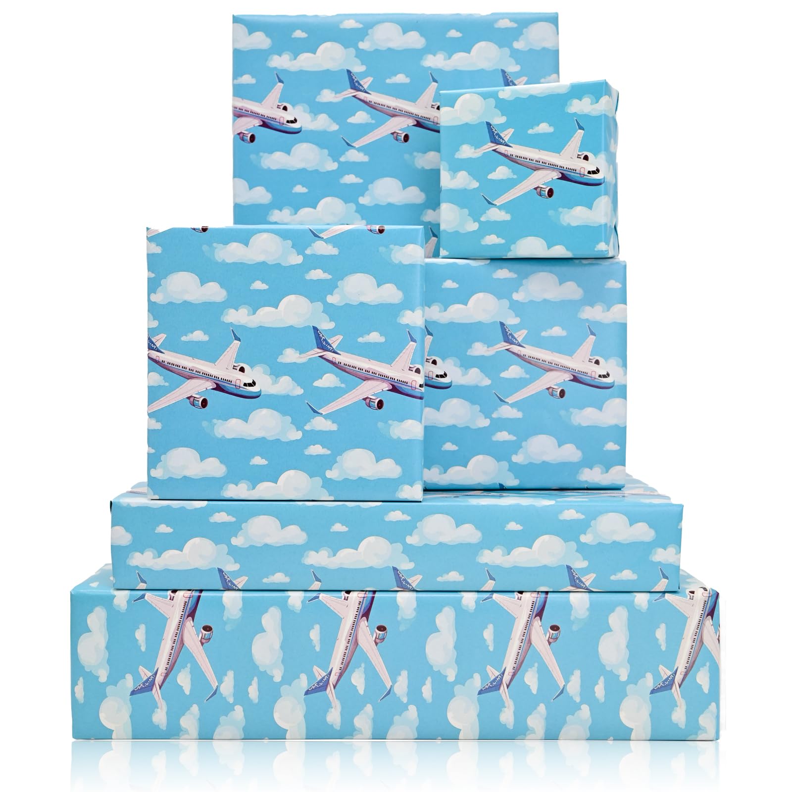 Altarho Airplane Wrapping Paper Blue Design Gift Wrapping Paper with Plane Cloud Pattern for Baby Shower Boy Girl Birthday Wedding Holiday - 19 X 27 Inches Per Sheet โ image 1