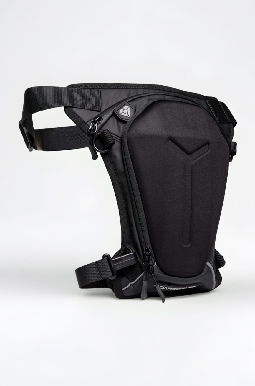 Carbonado Turtle Bags, Thigh Bag for Bikers, Bike & Waist Bag; Multipurpose Utility Pouch, Cross Body, Strap to Leg & Hip for Motorcycling, Outdoor & Hiking (Black)