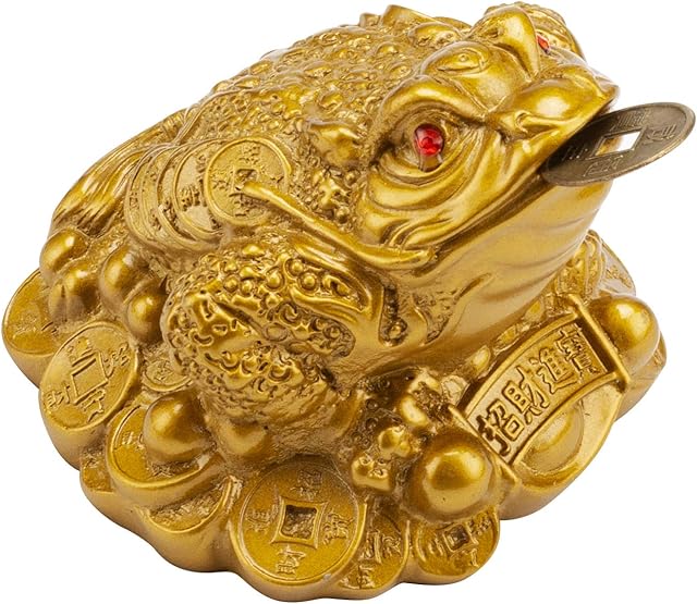 LVE Lucky Money Frog,Feng Shui Toad Coin Chinese Charm for Prosperity Home Decoration Gift