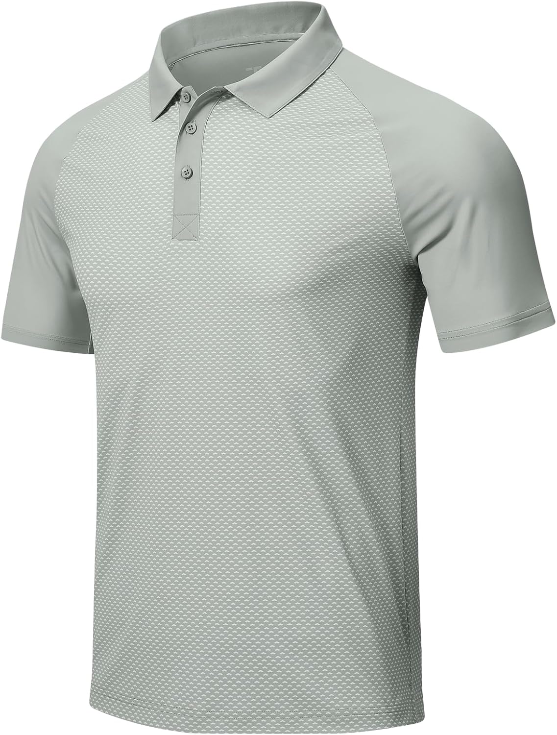 Rdruko Men's Golf Polo Shirts Dry Fit Short Sleeve Print Performance Moisture Wicking Collared Casual Fashion T Shirt Light Gray Large