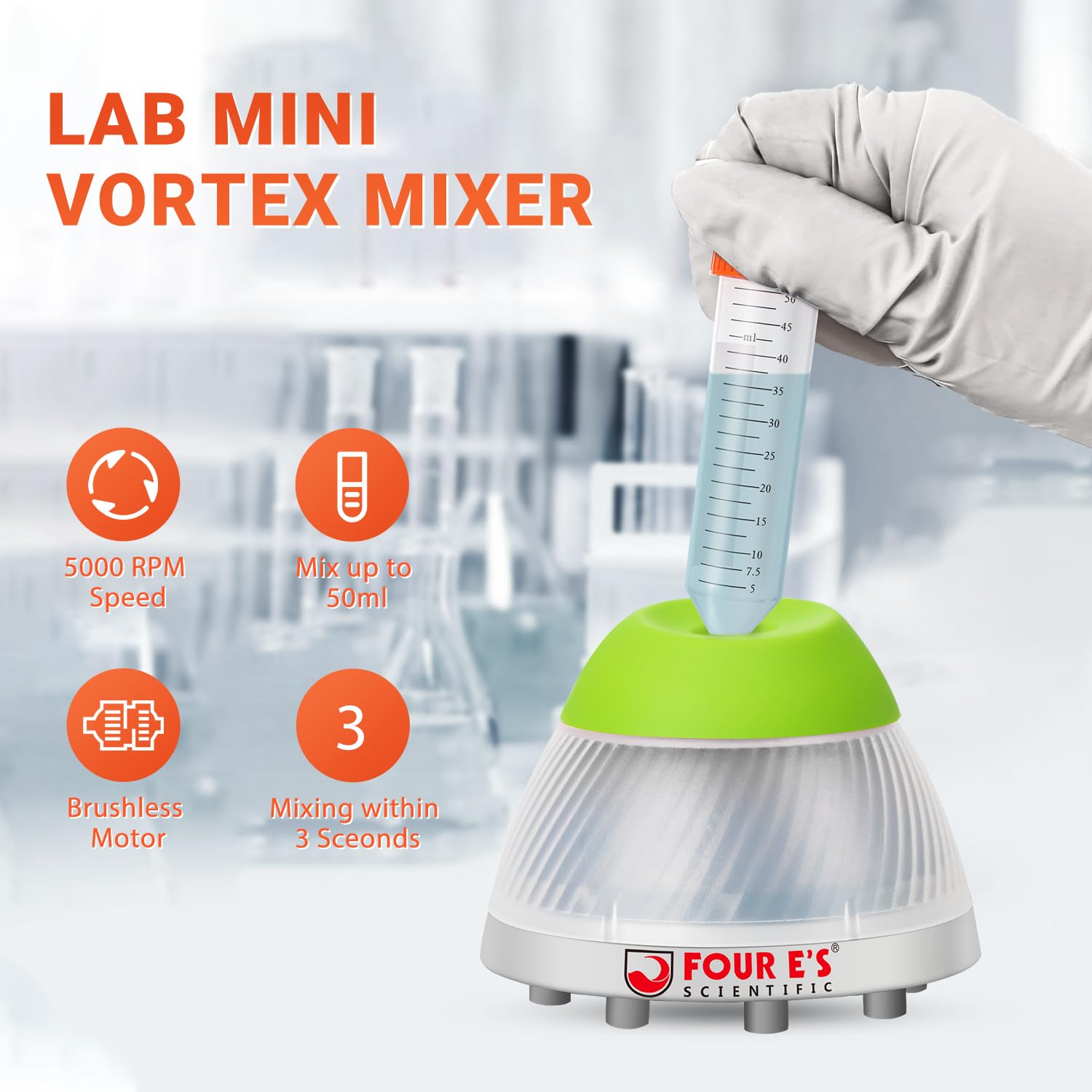 FOUR E'S SCIENTIFIC 5000 RPM Mini agitadores Vortex Φ5.5mm de órbita táctil modo mezclador de pinturas para tubos de ensayo de laboratorio, pinturas acrílicas belleza de uñas