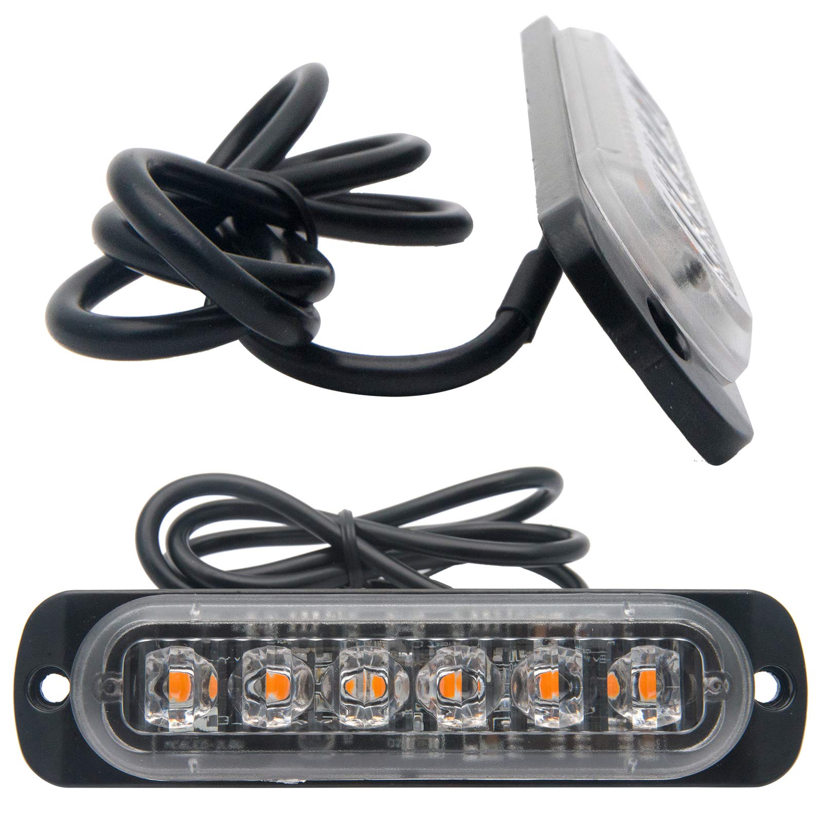 Baceyong Luci stroboscopiche di emergenza per auto, 2/4/6/8 pezzi, barra luminosa a 6 LED color ambra, con griglia di segnalazione guasti lampeggianti, per veicoli, camion, rimorchi, furgoni
