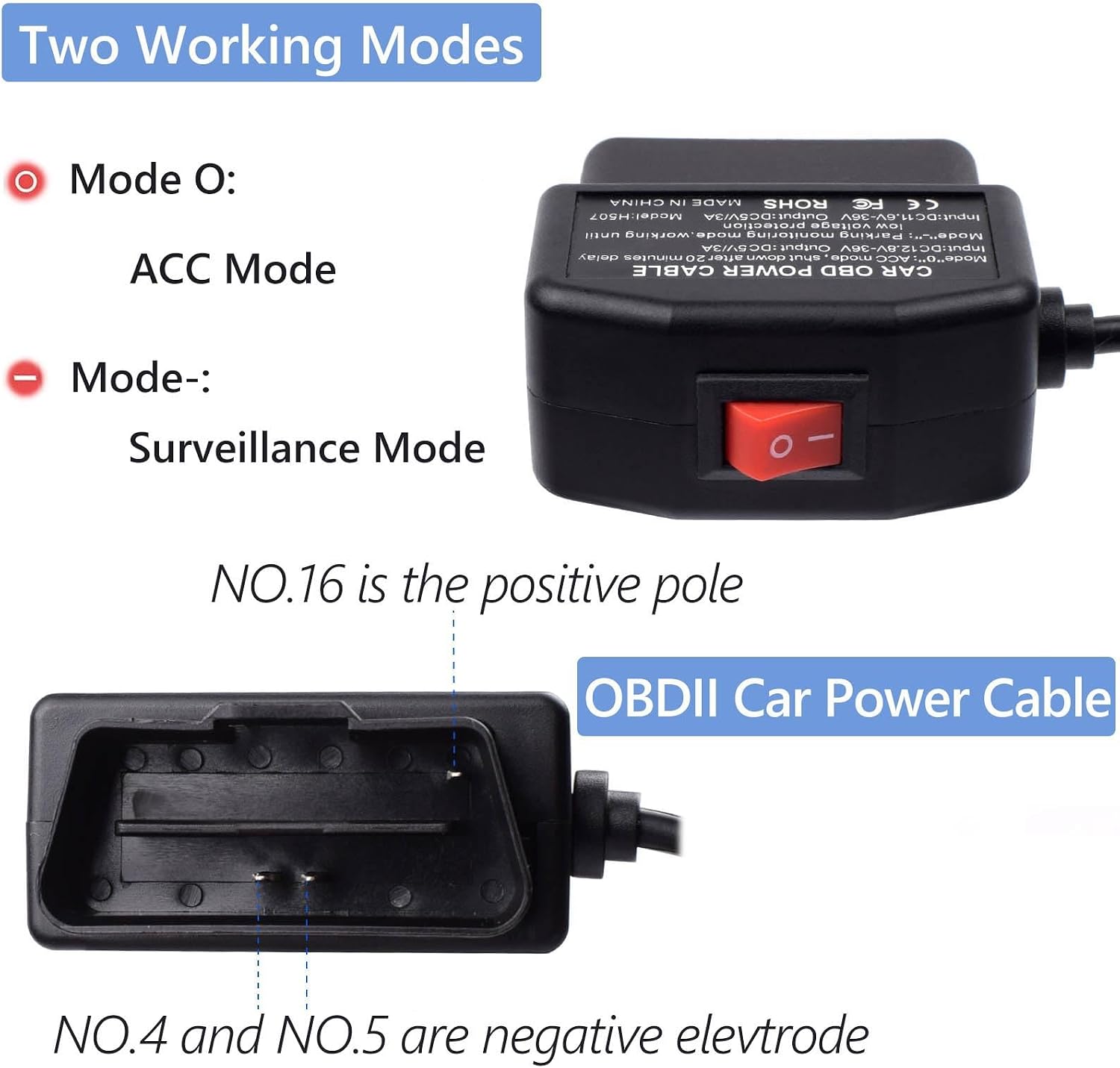 OBD Power Cable Kit Dash Camera USB to Type C Hardwire Kit for Dashcam 12-24V to 5V/3A with 24h Parking Surveillance/Acc Mode for Dashcam GPS or Radar (Type-C-1) image 5