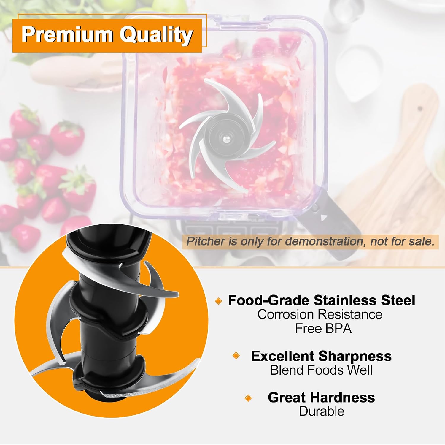 Crushing/Chopping Blade Replacement Compatible with Ninja 72 oz Pitcher, Replacement Stacked 6-Blade Assembly for Ninja Detect Power Blender TB401 SS401 TB301 TB201 TB400 TB300,Stainless Steel