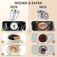 Vista 5 de CAPMESSO Reusable Coffee Pods for Keurig 1.0: 4 Stainless Steel Refillable K-Cups with 12 Gaskets - Universal Compatibility, Eco-Friendly, Silver