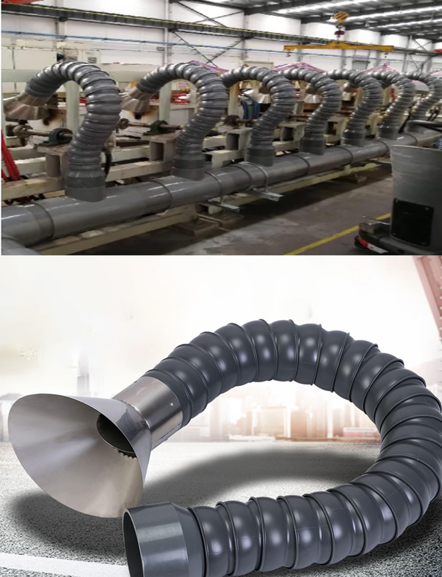 KLYDBMYT Welding Fume Extractor Hose, 4 6 8 inch Flexible Duct with Removable Hood for Welding Smoke & Dust Collection, Commercial/Industrial Use(160mm/6.3in,6.6ft/200cm)
