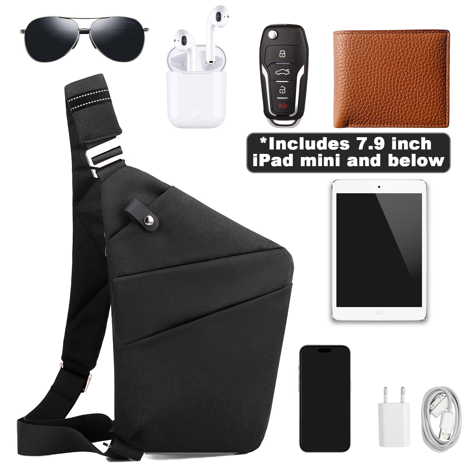 Borsa da viaggio antifurto, monospalla di grande capacità, borsa a tracolla al petto, alla moda, leggera, per viaggi e sport