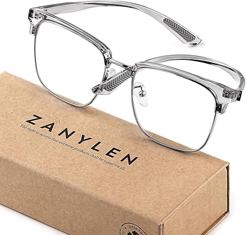 Gafas de luz azul para hombre, rectangulares, grandes, de Browline, para juegos de computadora, bloqueador azul, antirreflejos, protección UV400,