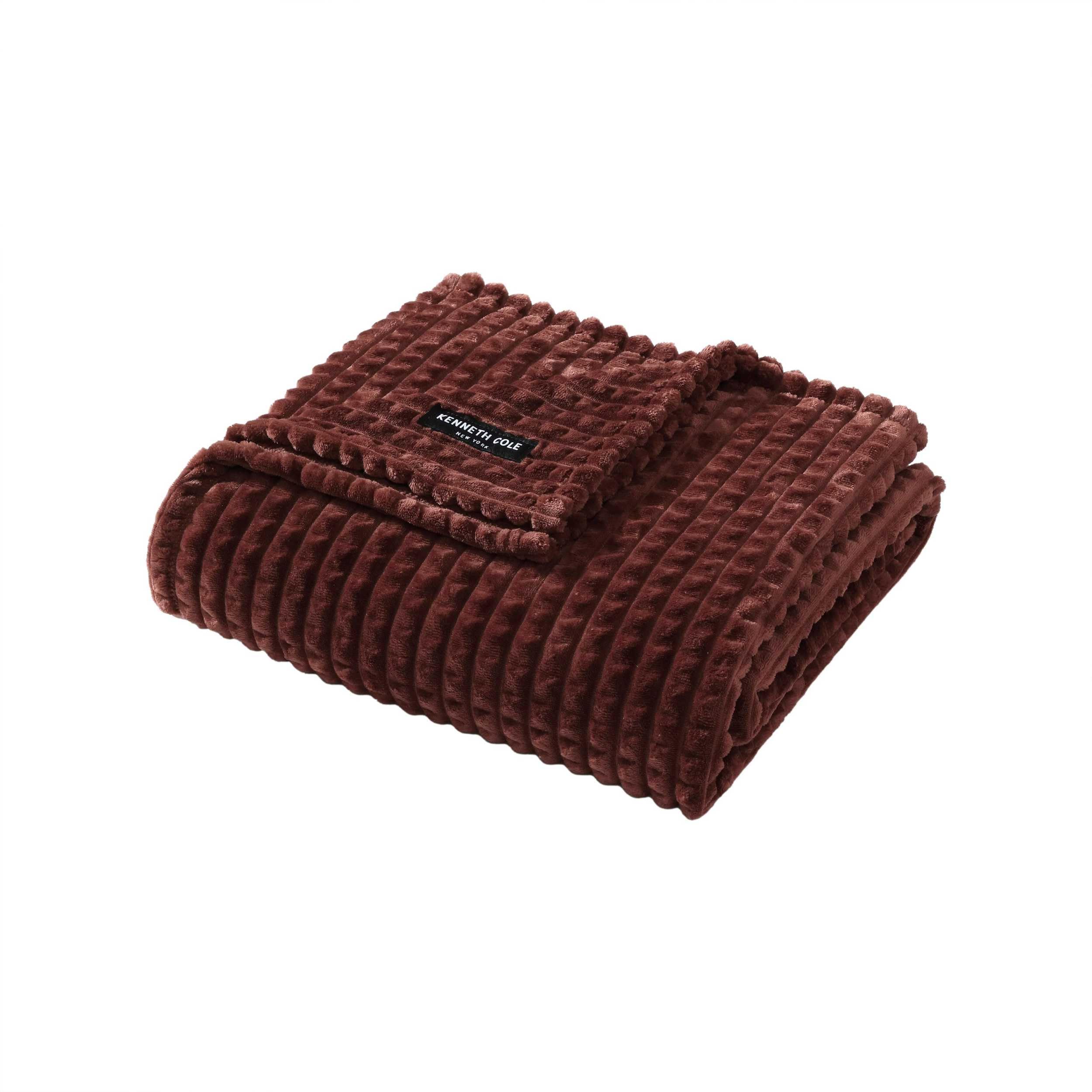 Couverture en peluche jacquard Kenneth Cole rouge 127x152 cm