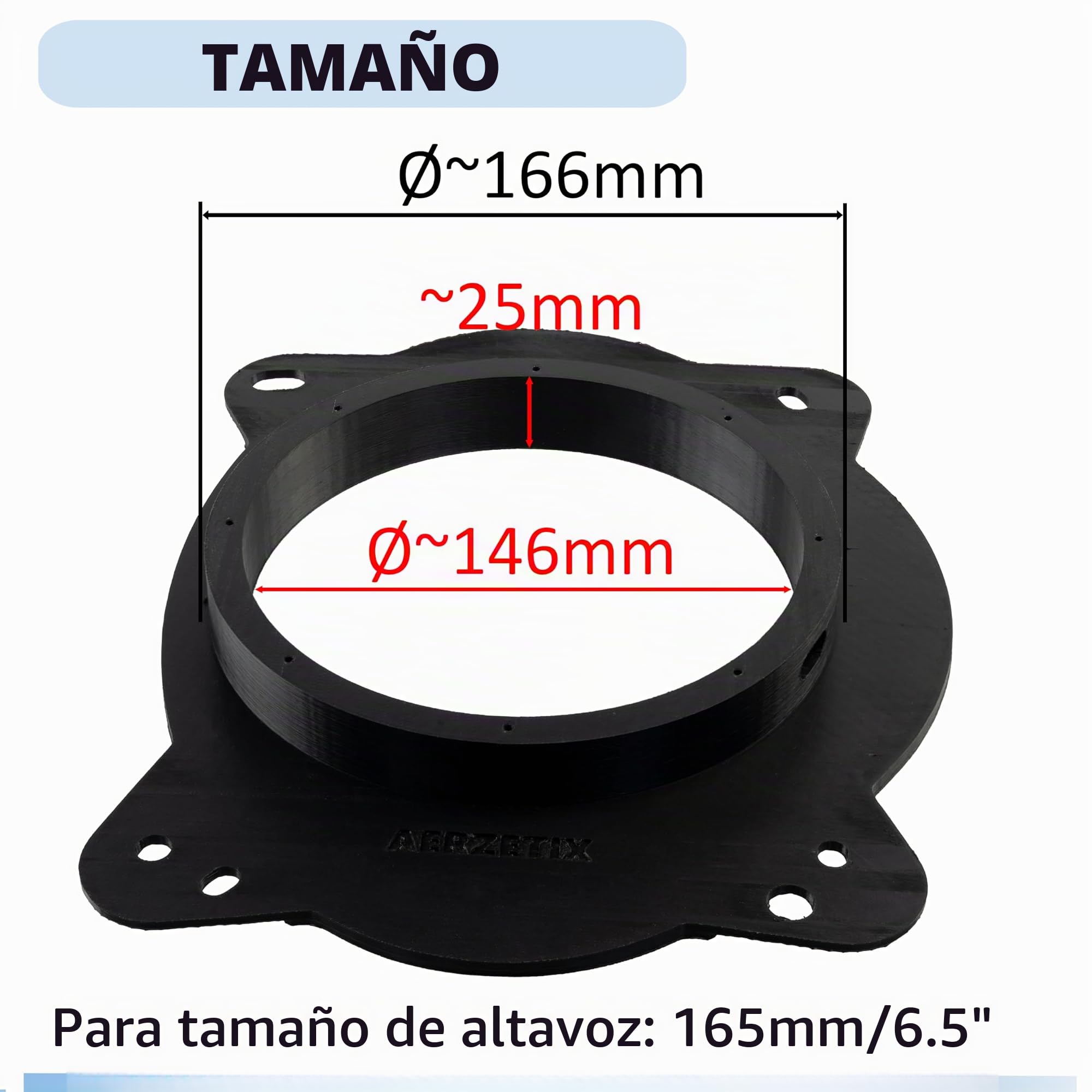 AERZETIX Kit de 2 adaptadores para Altavoces Ø165 mm Compatible con Toyota Land Cruiser J200 / Highlander II/III/IV/Camry V/Vi/Prius III/Subaru Outback V/Vi/Forester V/Lexus RX II/III