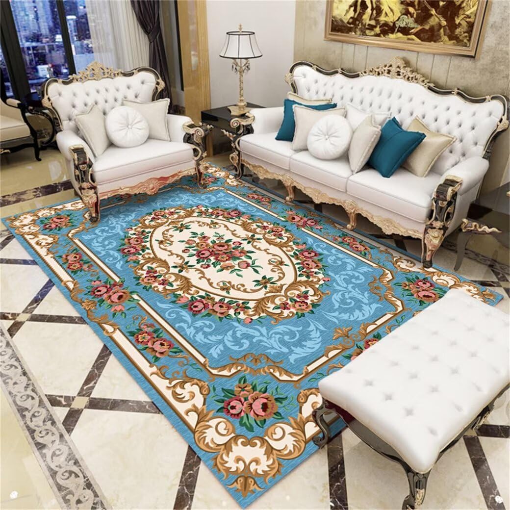Tapis fille chambre aux motifs floraux et coussin sol enfant pour coin lecture salon