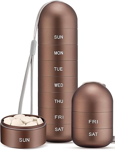 Miniatura 8 de Zannaki - Organizador de pastillas de viaje de metal, portátil, impermeable, semanal, pastillero, contenedor grande de aleación de aluminio, libre