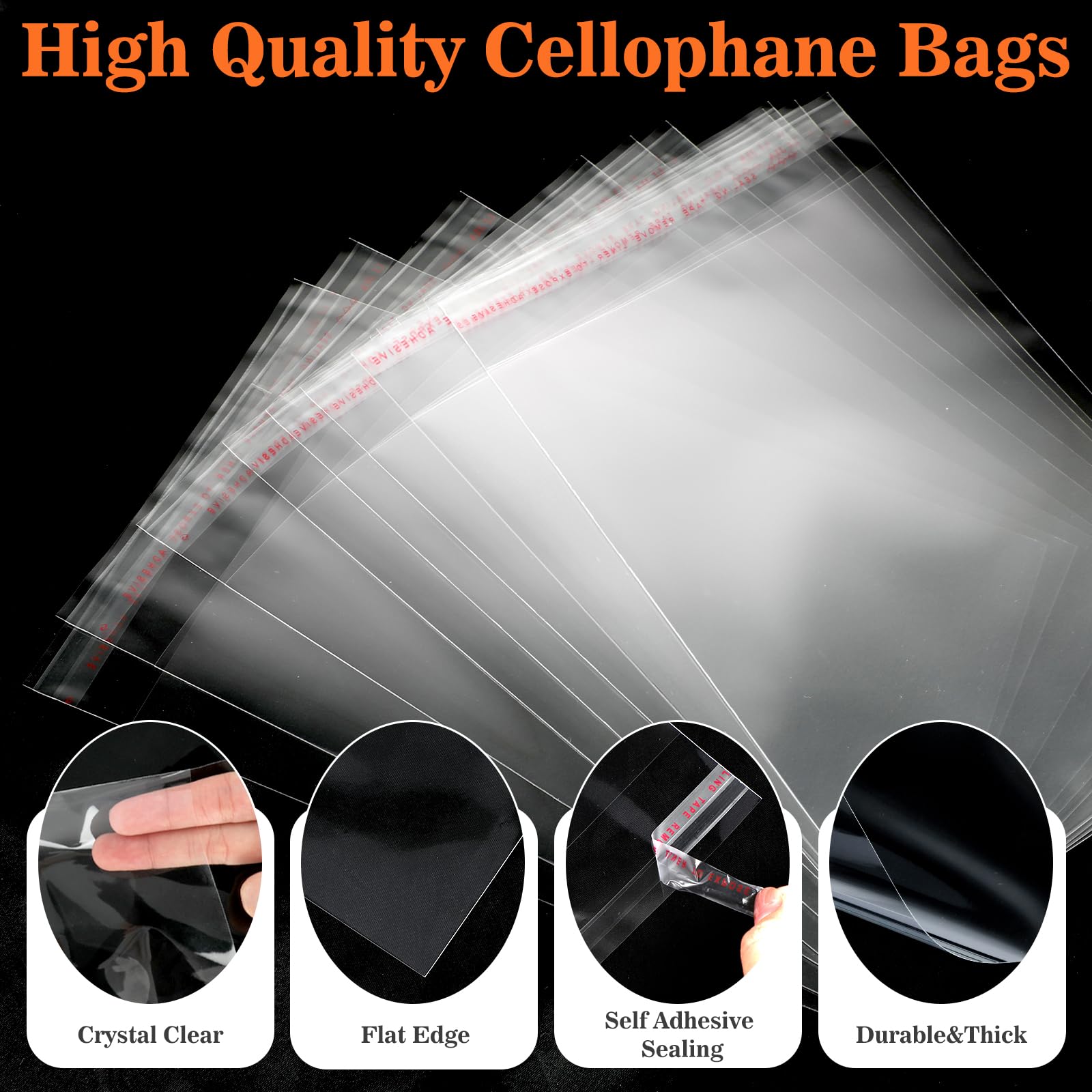 Amazon.com: Miraclekoo 200Pcs 5-1/2 x 7-1/2 Inch Thick Greeting Card Clear  Plastic Sleeves Self Sealing Cello Cellophane Bags