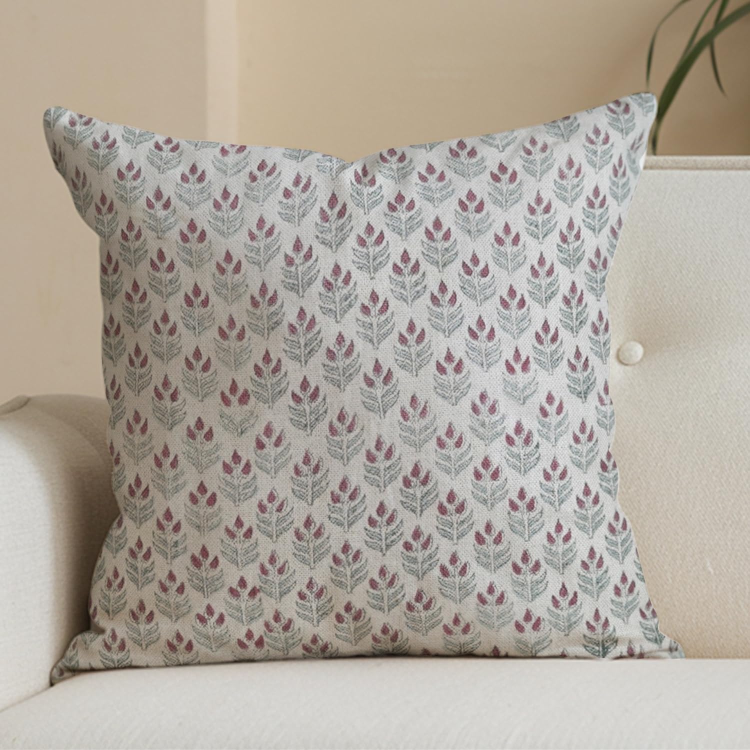 Pillow Covers Elegant Design Hand Block Print Thick Cotton White 20x20 Inch Floral Throw Pillowcase Cushion Cover Decorative for Living Room, Outdoor, Sofa, Couch, Bedroom (Aliya-Yellow)