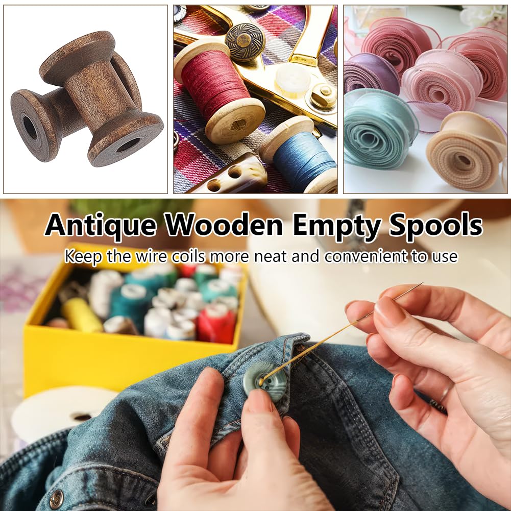 Amazon | BENECREAT 30個 木製空スプール 糸ボビン 木製ボビン 空
