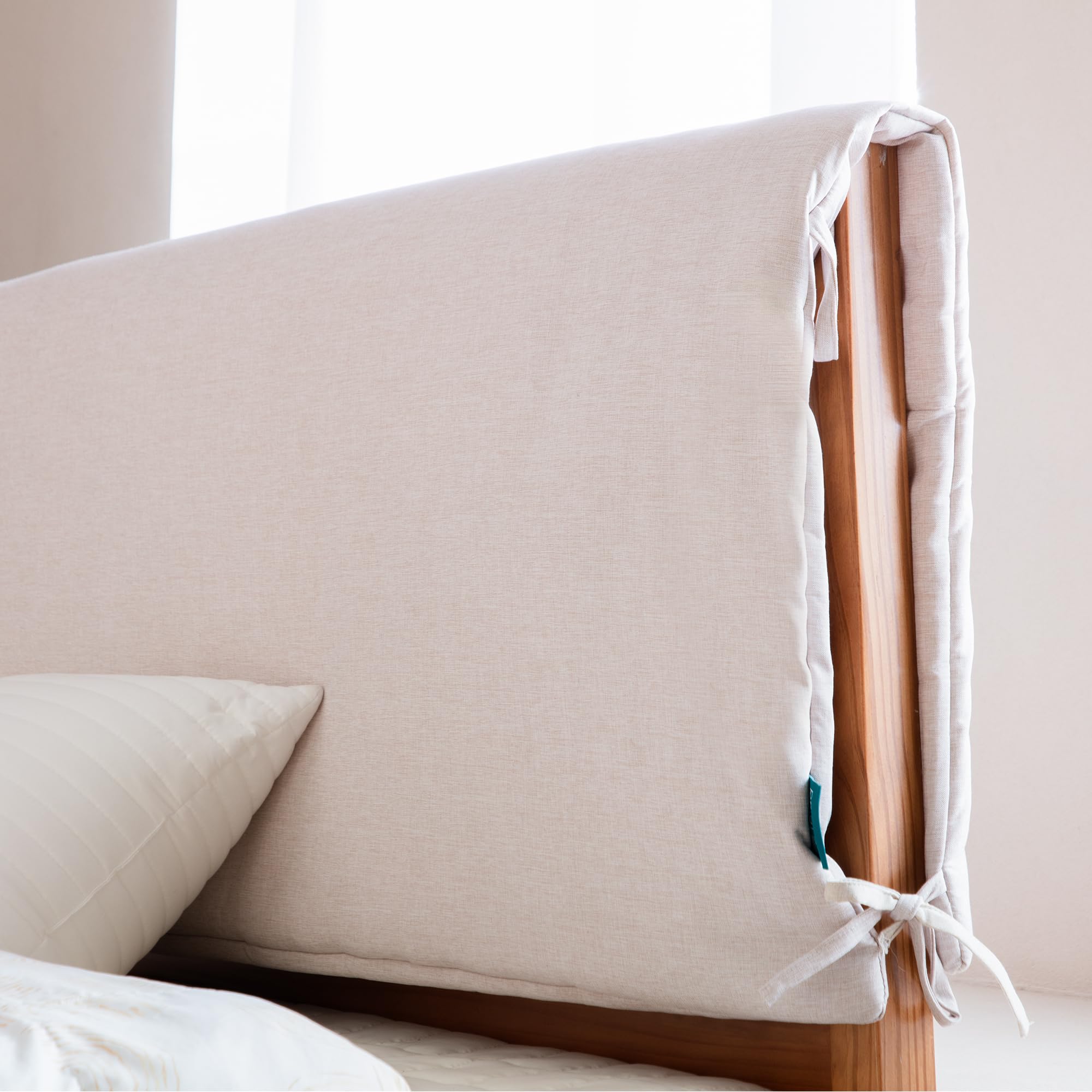 Juego de fundas de terciopelo para cabecero de cama y fundas de cama con cintas para atar para cama, a prueba de polvo, funda principal con lazos, protección completa para cama de madera y