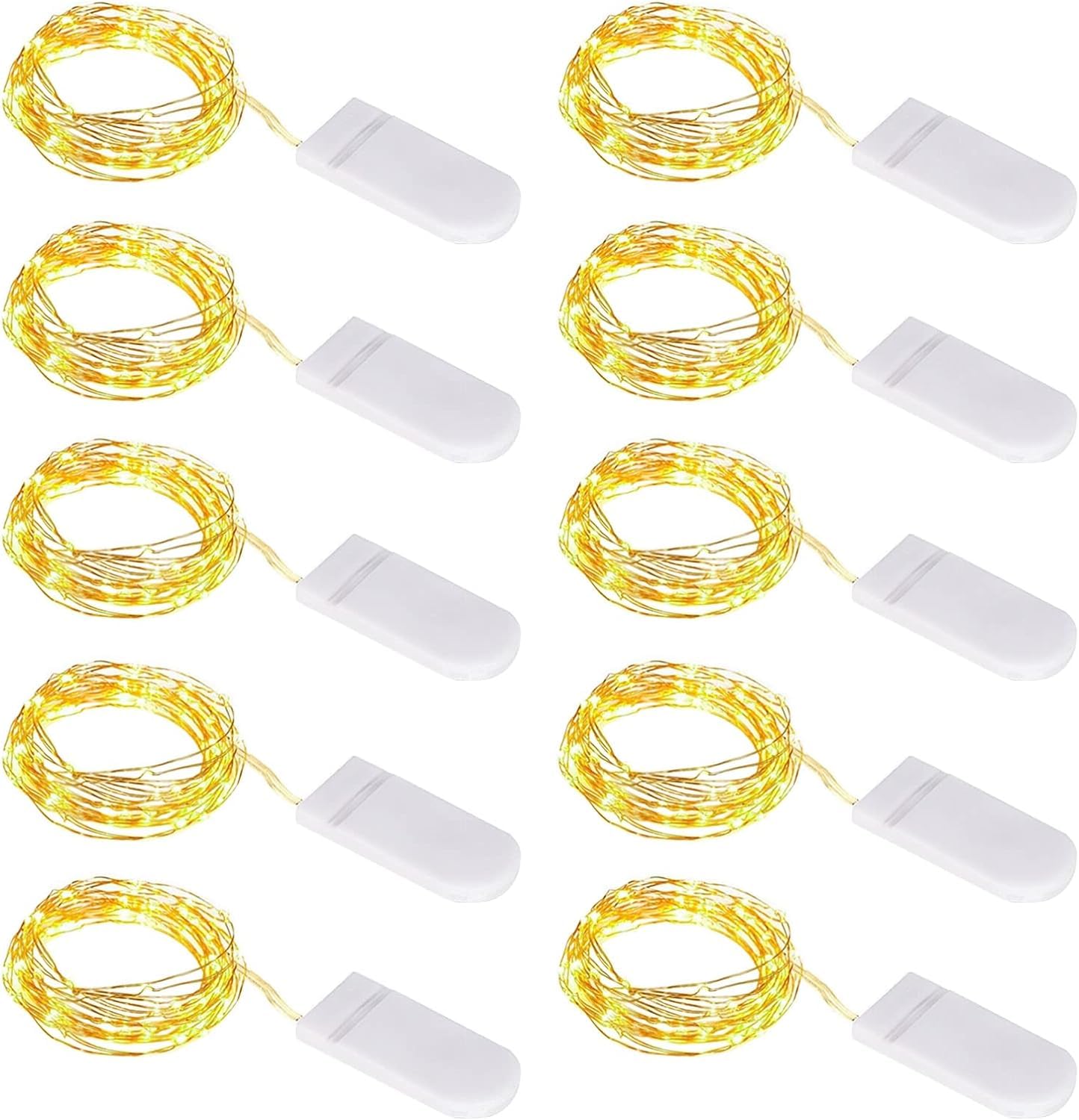 ZWOOS Cadena de Luces con Pilas, 1M 10 LED Alambre de Cobre Guirnalda Luces Interior Guirnalda Luminosa Decoración para Mesa Jardín Boda Fiesta Navidad, Blanco Cálido (10)