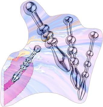 Stainless Steel Sounding Fitness Rod, Mens Beads Stretching Set Easy Urination, 3 Sizes Optional Accessory -D15CCUS02 6mmB