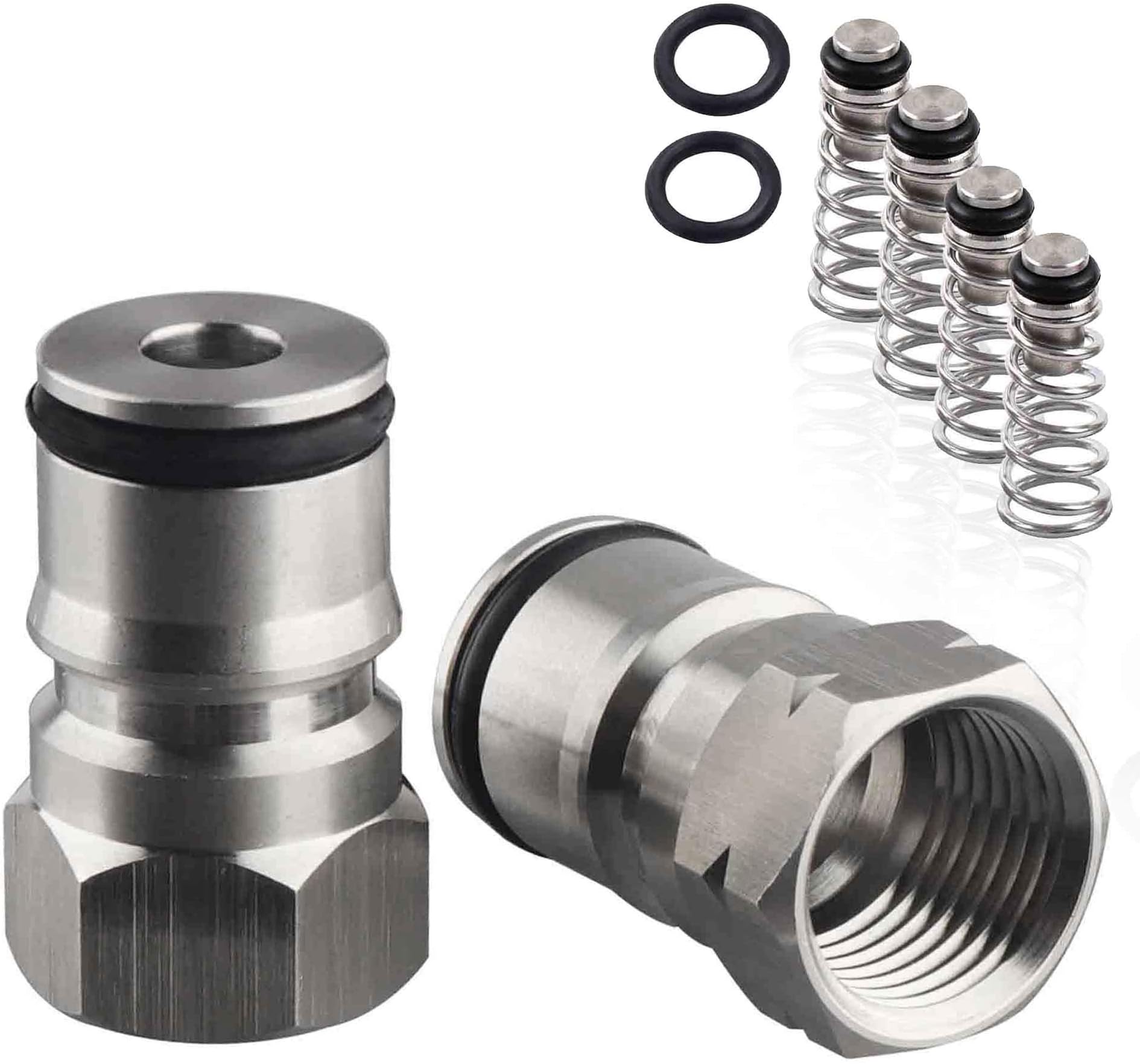 OneBom Ball Lock Post and 4 Poppets, 2 O Rings, 304 Stainless Steel 19/32"-18 Gas & Liquid Corny Keg Adapter Kit