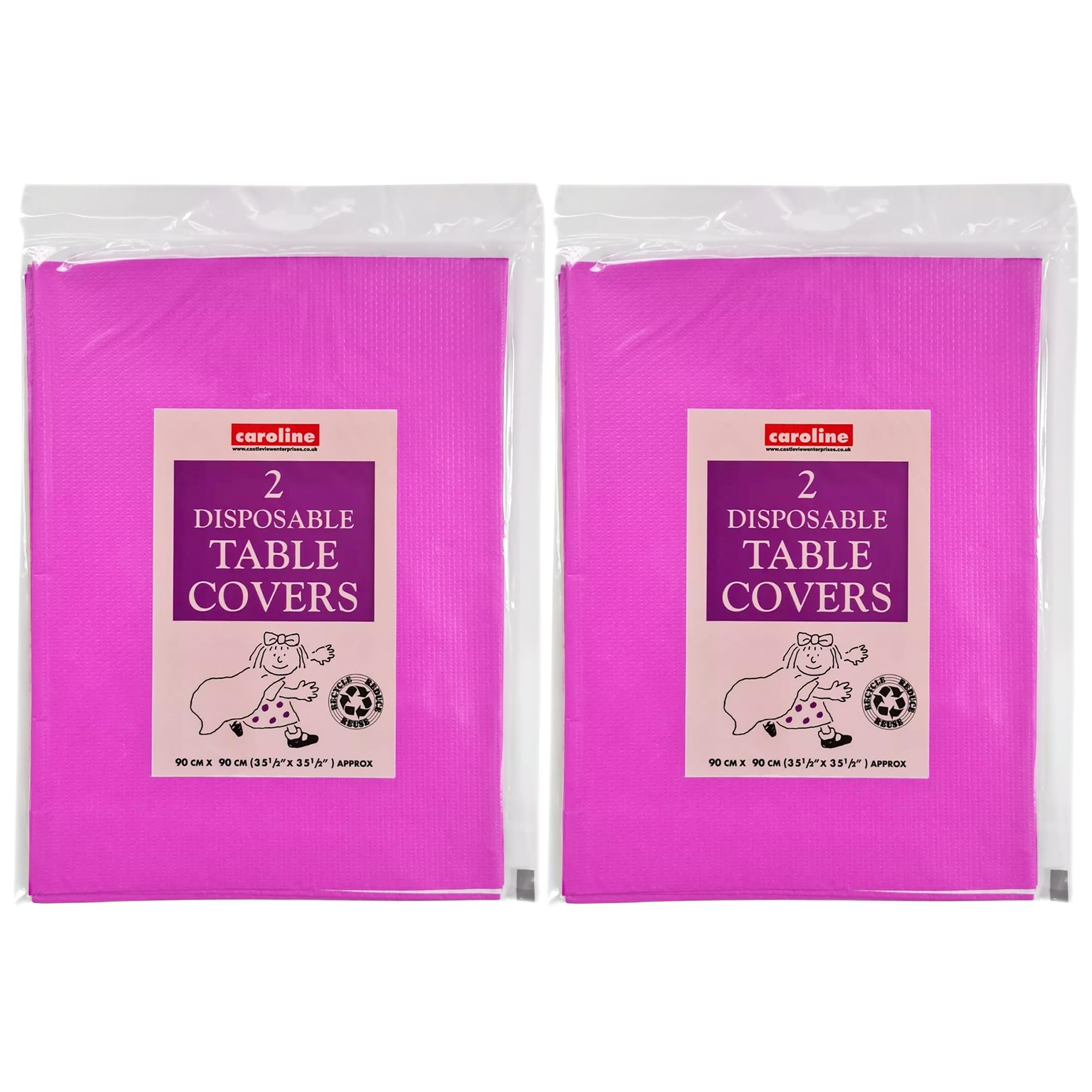 4 x Hot Pink 90 x 90cm Disposable Paper Table Cloth Cover for Square or Rectangular Dining Table Birthday Party, Catering, Baby Shower & Wedding Decorations By Zinnia