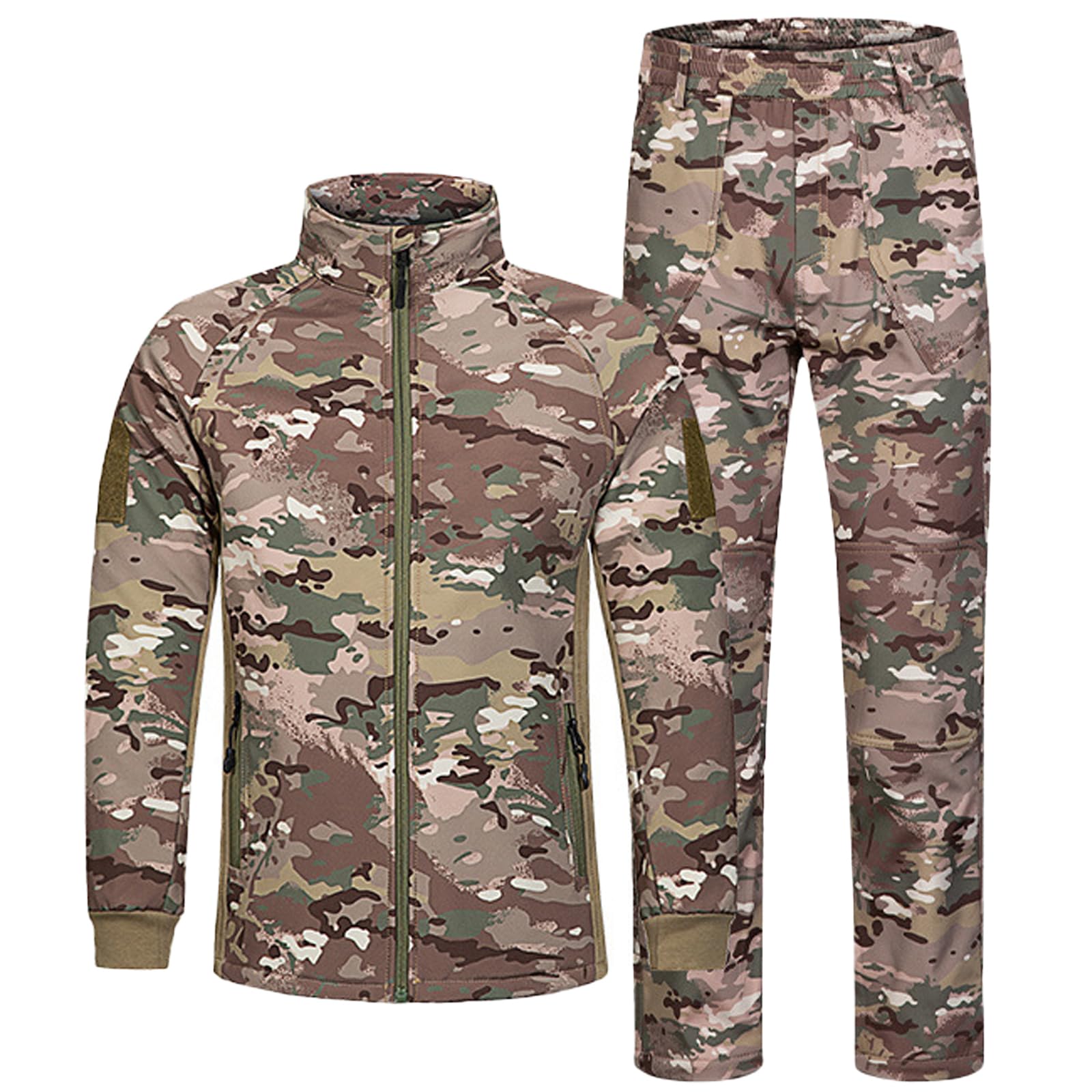 Dziecięca odzież taktyczna Camo Softshell kurtka i spodnie z podszewką polarową, Airsoft, wojskowy kamuflaż, zimowy, na polowanie, wędrówki, kemping, dla chłopców i dziewczynek