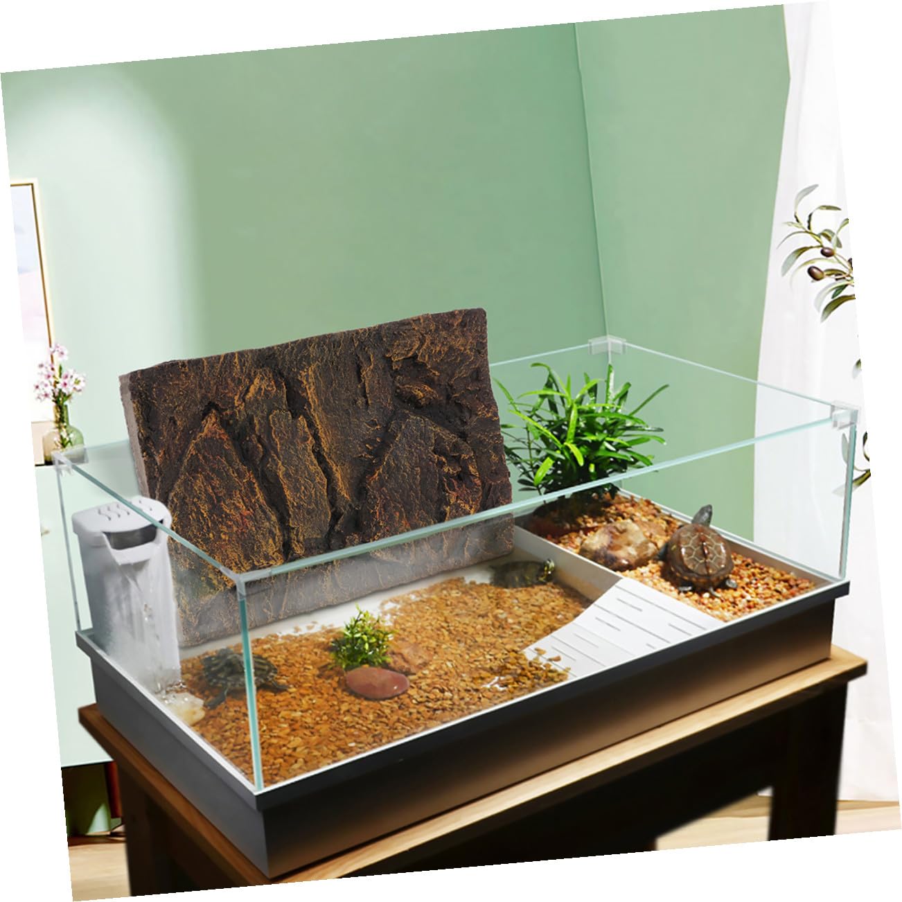 POPETPOP 2piezas Acuario Tortugas Agua Decoración Tortuguera Resistente Tableros